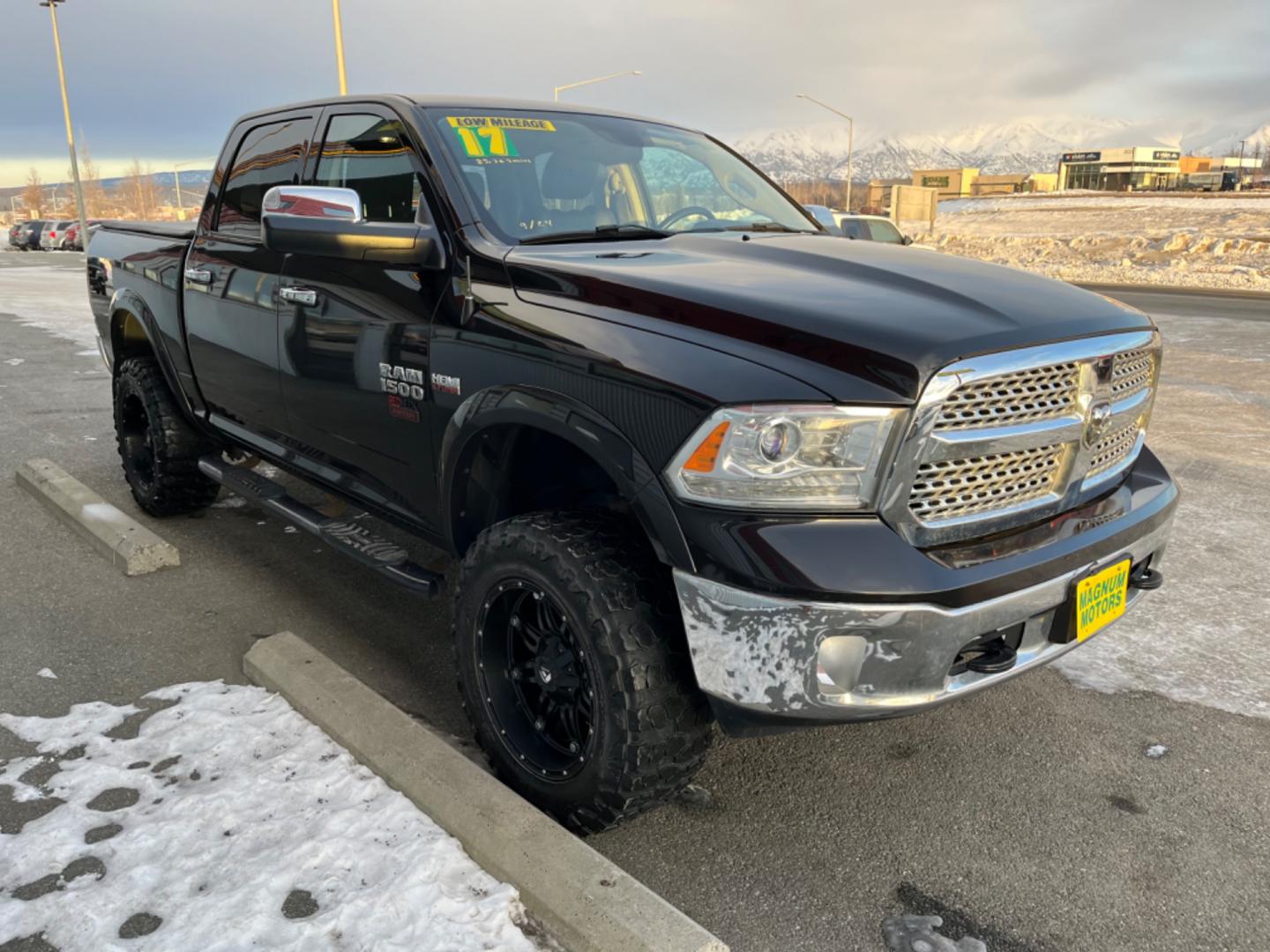 2017 Black /black leather RAM 1500 Laramie Crew Cab SWB 4WD (1C6RR7NTXHS) with an 5.7L V8 OHV 16V engine, 8A transmission, located at 1960 Industrial Drive, Wasilla, 99654, (907) 274-2277, 61.573475, -149.400146 - Photo#7